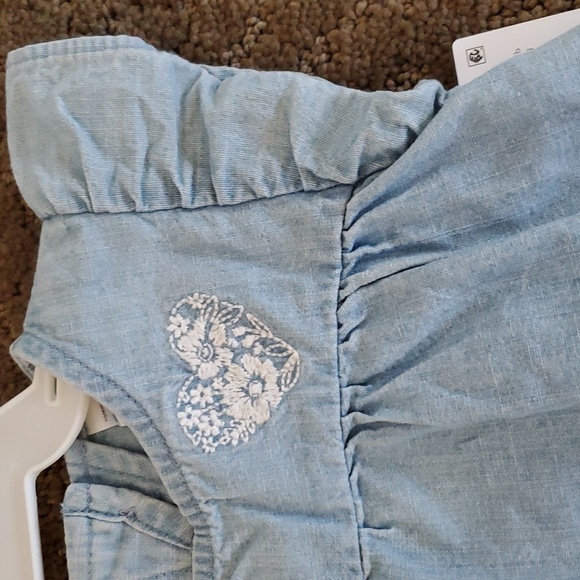 Baby Girls Carter's Blue CHAMBRAY Cotton Twill Romper Size 3 6 12 months NWT - Picture 6 of 6